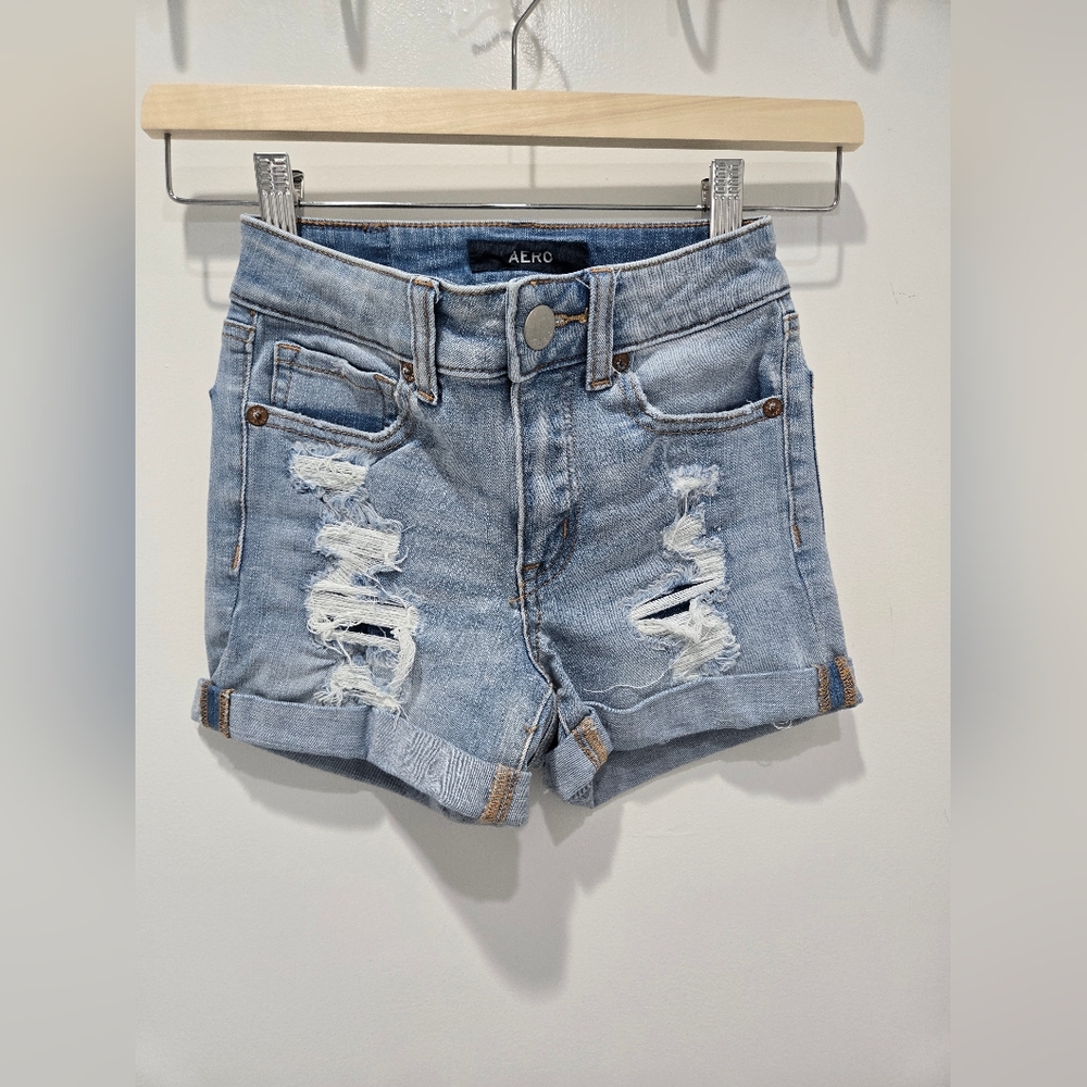 Aeropostale Light Blue Distressed Denim Shorts